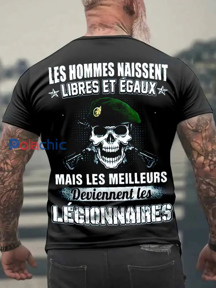 Homme Vintage Légion Étrangère T shirt décontracté comme image / S