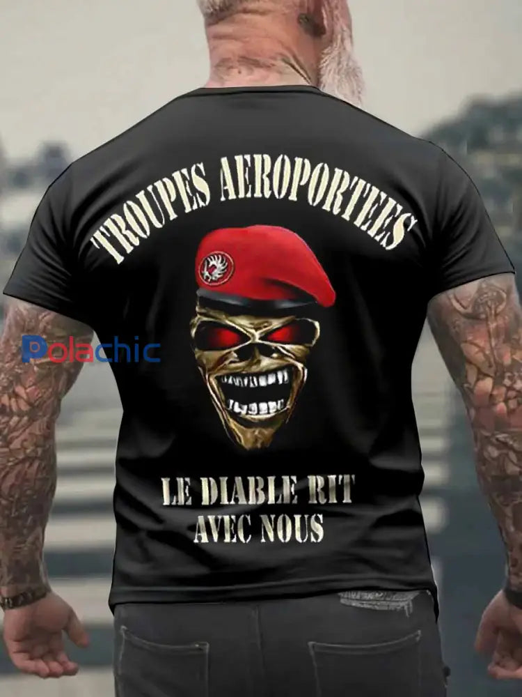 Homme Vintage Légion Étrangère T shirt décontracté comme image / S