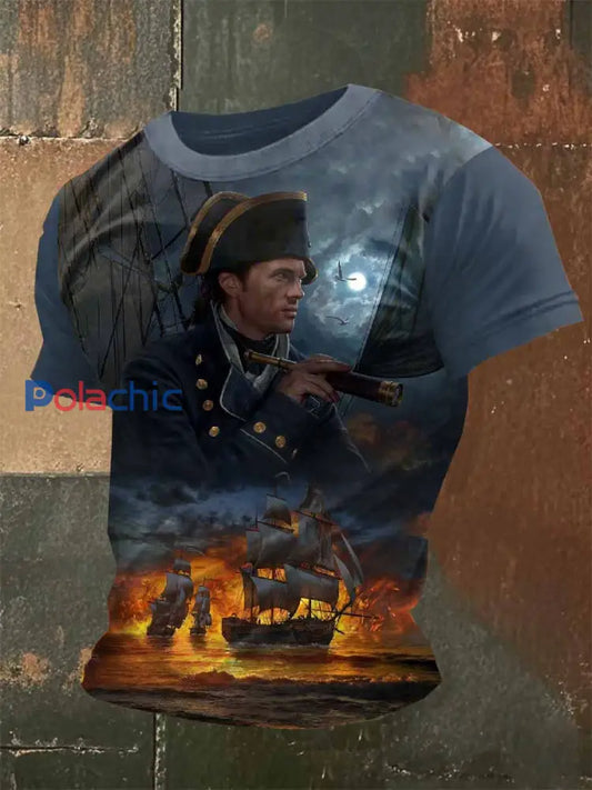 Homme Vintage Napoleon T shirt décontracté comme image / S