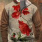 Hommes Casual Animal Skin Flora Patchwork Fourrure Zipper Collar Sweatshirt