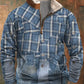 Hommes Casual Retro Denim Splice Couture Patchwork Fourrure Zipper Collar Sweatshirt