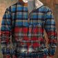 Hommes Casual Retro Denim Splice Couture Patchwork Fourrure Zipper Collar Sweatshirt B / S