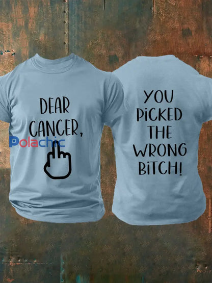 Hommes Cher cancer vous avez choisi la mauvaise chienne T shirts Bleu Ciel / S