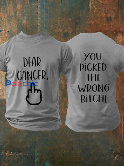 Hommes Cher cancer vous avez choisi la mauvaise chienne T shirts Gris Clair / S