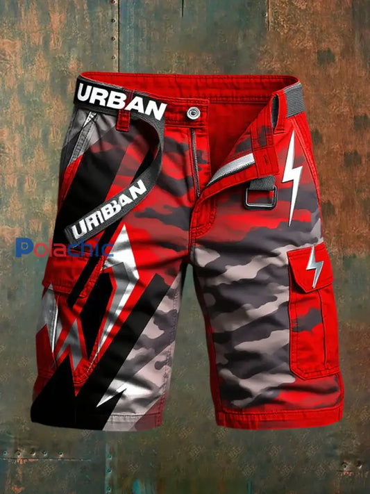 Hommes de vacances rétro Business Art Print Casual Shorts A / S