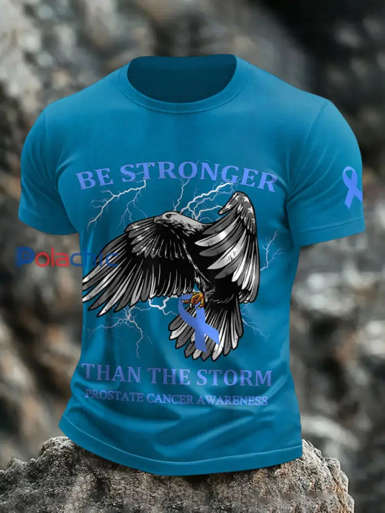 Hommes être plus fort que la tempête sensibilisation au cancer de la prostate T shirts Bleu / S