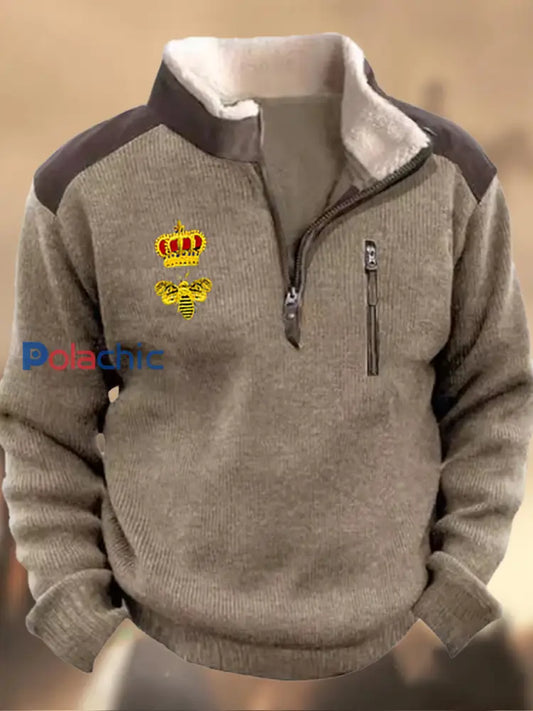 Hommes Henley Stand Collar Retro Casual Business Zipper Sports Sweatshirt A / S