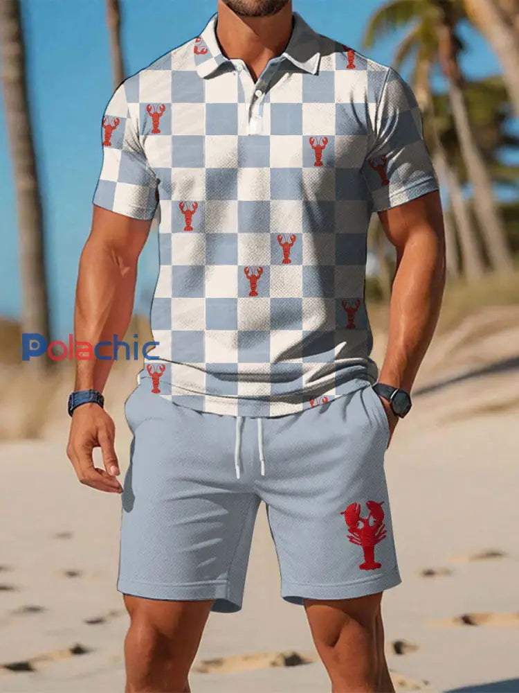 Hommes Homard Imprimé Ensembles Bleu clair / S