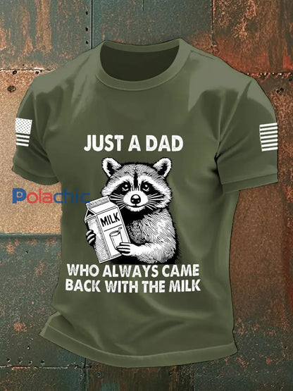 Hommes Juste un papa qui est toujours revenu avec le lait T-shirts vert armée / S