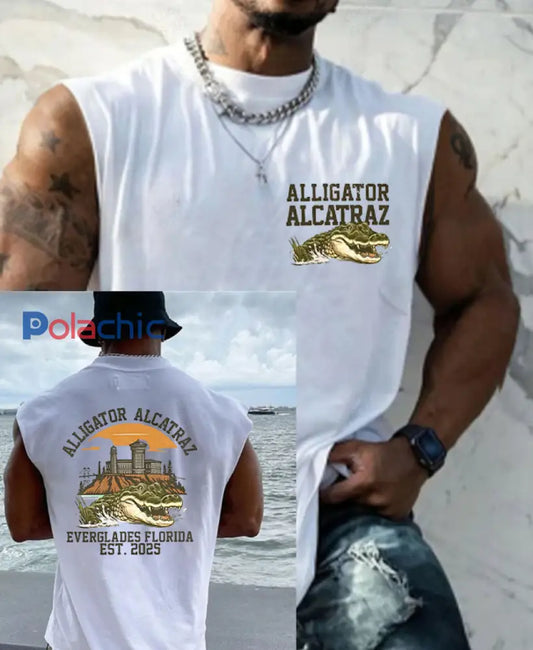 Hommes Retro Alligator Alcatraz Funny Florida Everglades foncé humour gilets