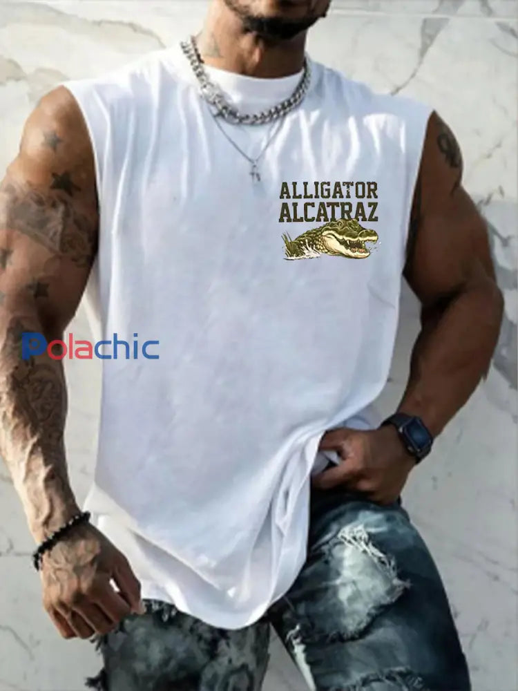 Hommes Retro Alligator Alcatraz Funny Florida Everglades foncé humour gilets