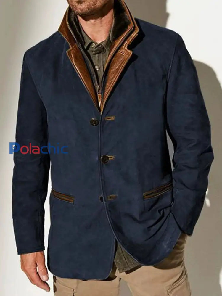 Hommes Rétro Casual Workwear Patchwork Color Block Veste