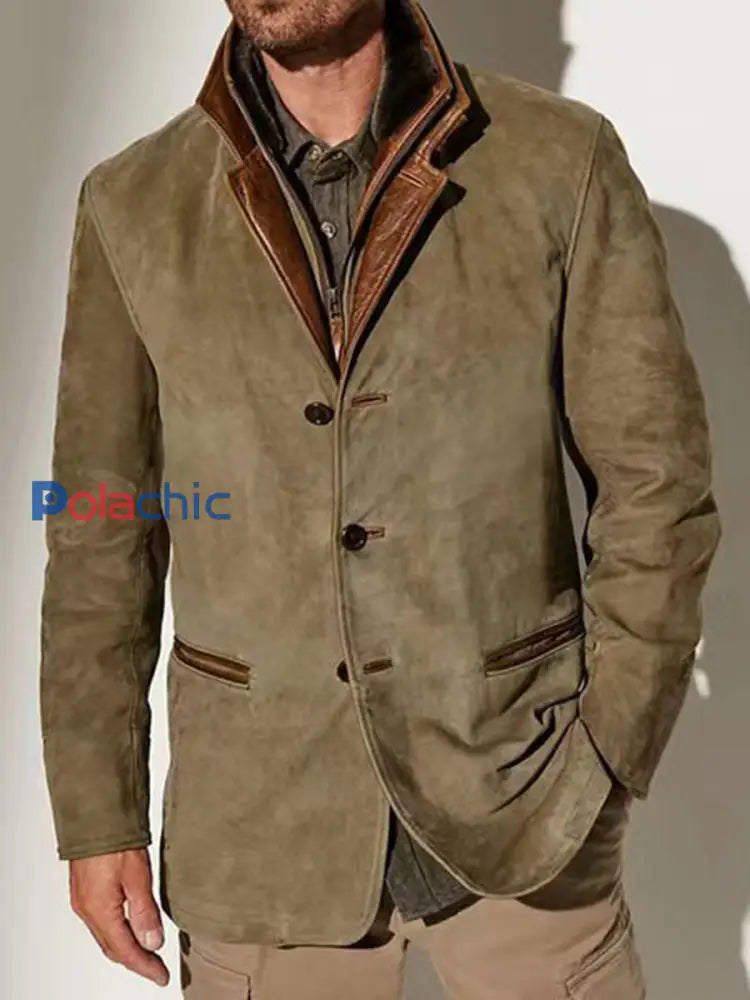 Hommes Rétro Casual Workwear Patchwork Color Block Veste
