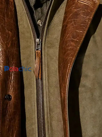 Hommes Rétro Casual Workwear Patchwork Color Block Veste