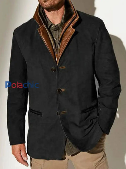 Hommes Rétro Casual Workwear Patchwork Color Block Veste