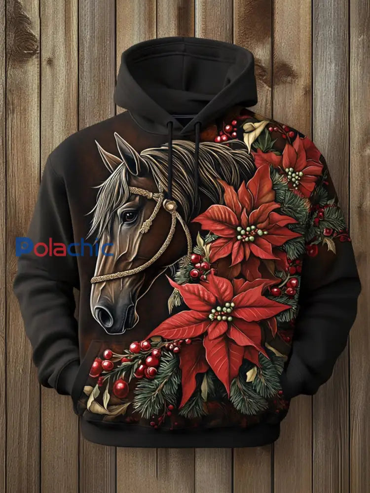 Hommes Retro Horse Art Print Casual Hoodie A / S