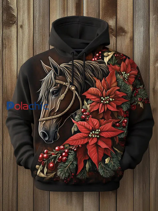 Hommes Retro Horse Art Print Casual Hoodie A / S