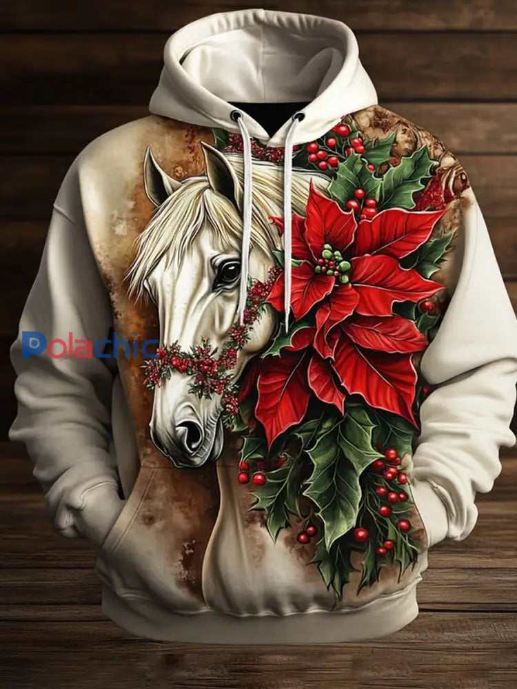 Hommes Retro Horse Art Print Casual Hoodie A / S