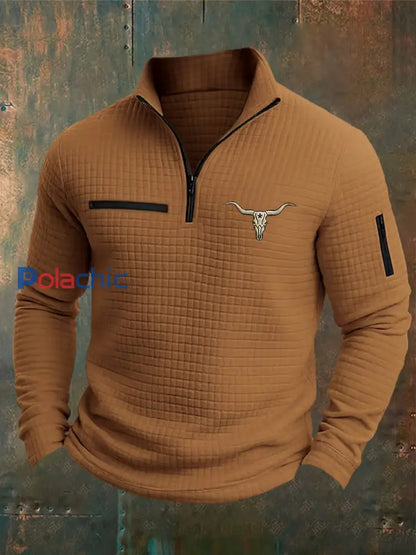 Hommes Rétro Western Casual manches longues Sweatshirt / Hoodie Marron / S
