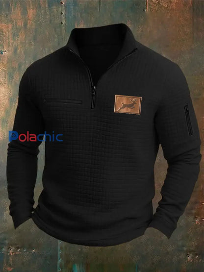 Hommes Rétro Western Casual manches longues Sweatshirt / Hoodie Noir / S