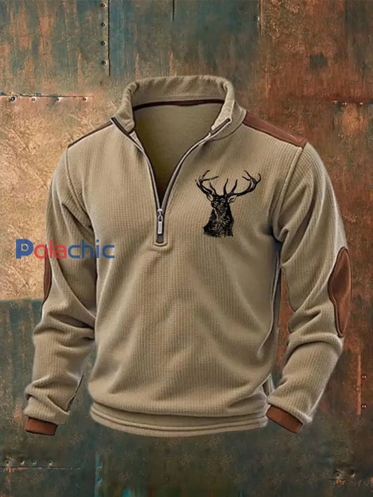 Hommes Rétro Western Imprimé Casual manches longues Sweatshirt / Hoodie Kaki / S