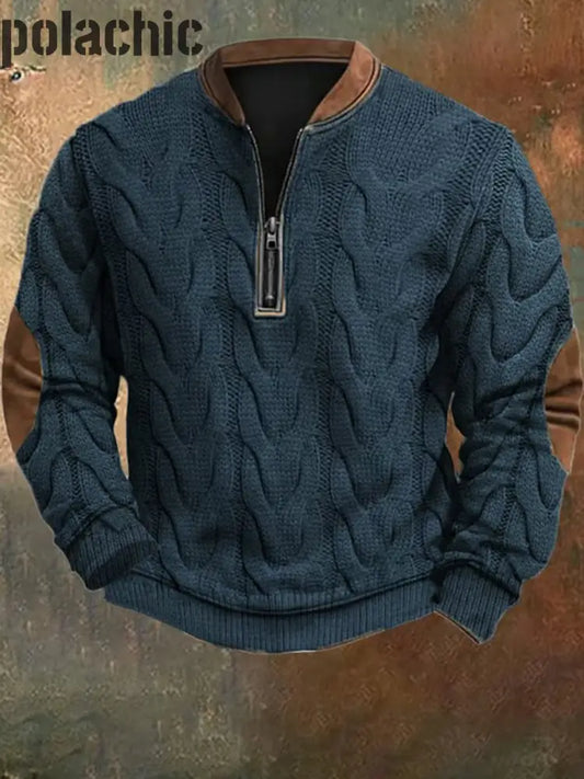 Hommes Retro Western Textured Pattern Imprimer Henley Casual Outdoor Sweatshirt Épais A / S