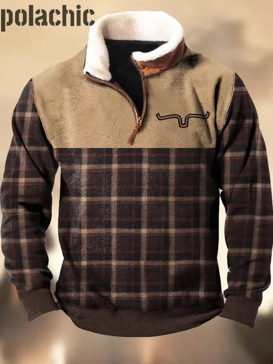 Hommes Retro Western Textured Pattern Imprimer Henley Casual Outdoor Sweatshirt Épais A / S