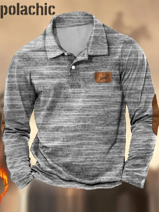 Hommes Retro Western Textured Pattern Imprimer Henley Casual Outdoor Sweatshirt Épais A / S