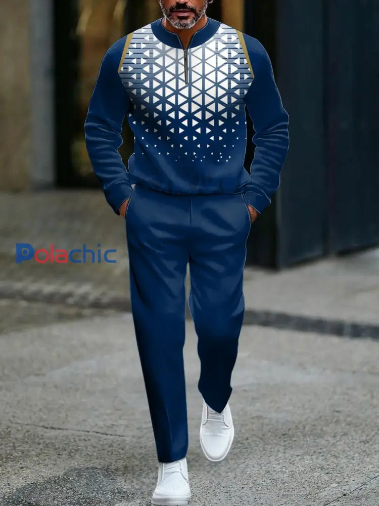 Hommes Vintage Géométrique Patchwork Business Casual Polo Set Multicolore / S