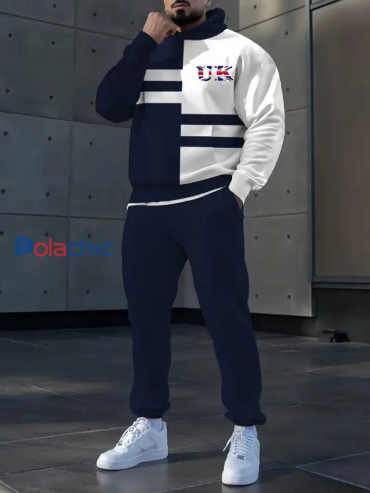 Hoodie occasionnel des hommes et l’ensemble de pantalon Bleu Marine / S