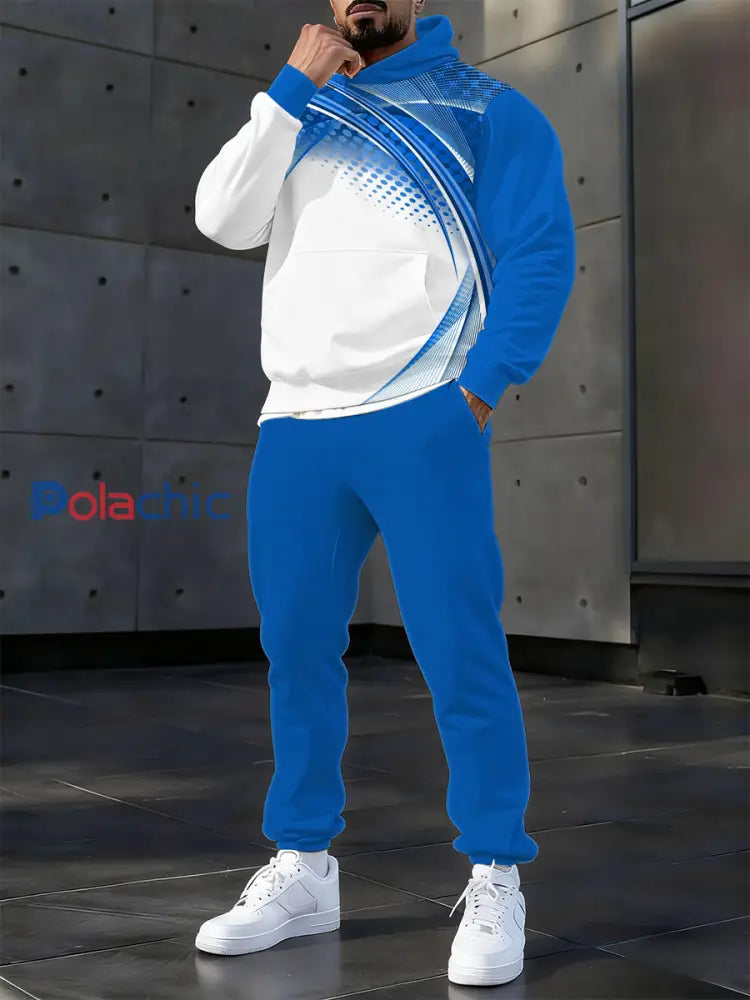 Hoodie occasionnel des hommes et l’ensemble de pantalon Bleu / S