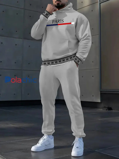 Hoodie occasionnel des hommes et l’ensemble de pantalon Gris Clair / S