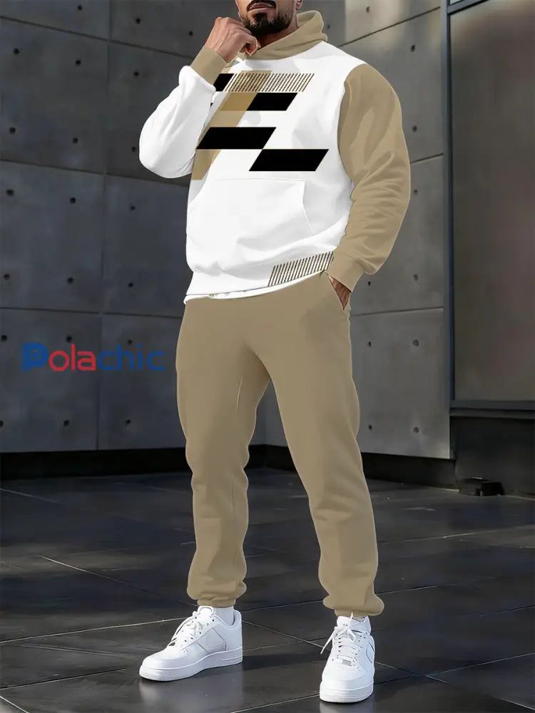 Hoodie occasionnel des hommes et l’ensemble de pantalon Kaki / S