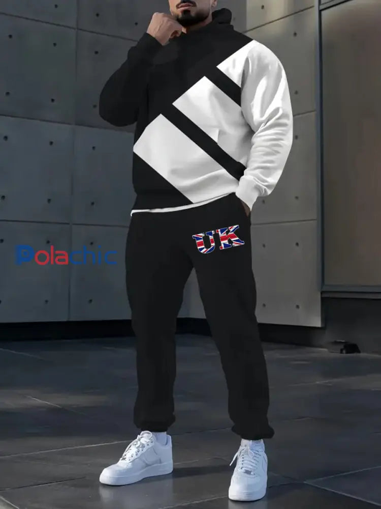 Hoodie occasionnel des hommes et l’ensemble de pantalon Noir / S