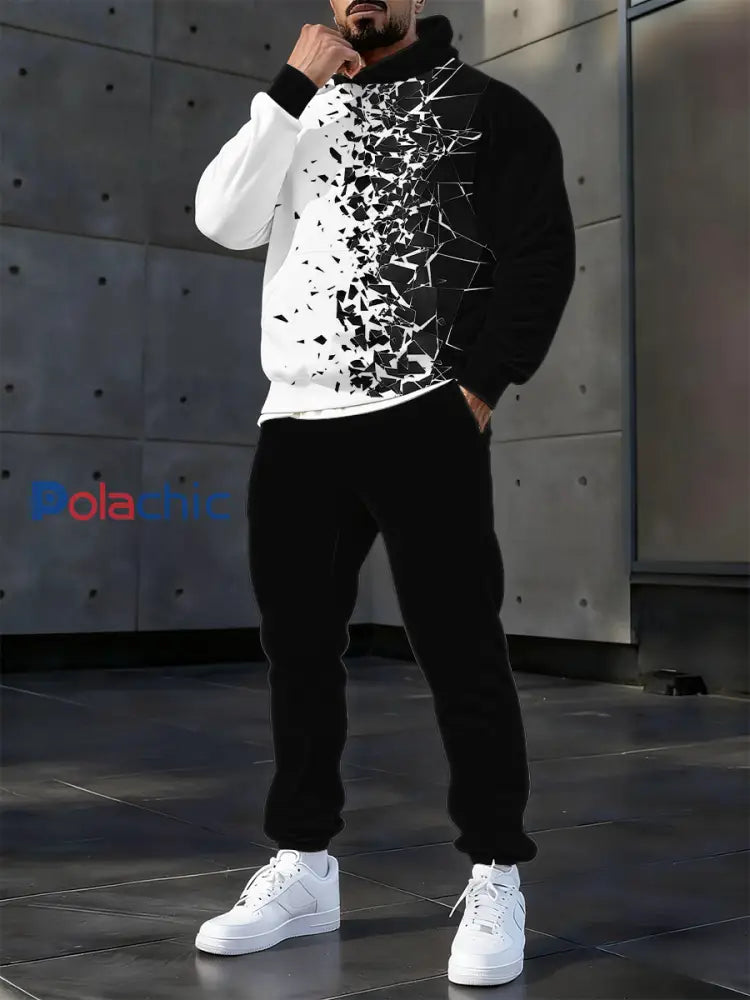 Hoodie occasionnel des hommes et l’ensemble de pantalon Noir / S