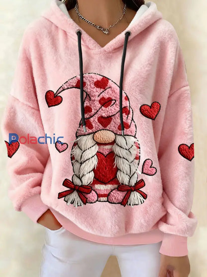 Hoodies de flanelle nain de la Saint-Valentin des femmes Rose / S
