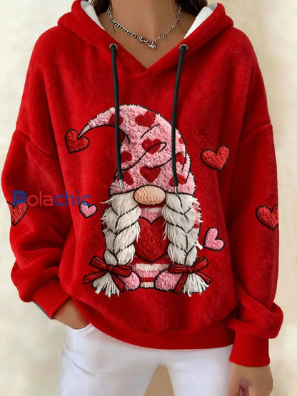 Hoodies de flanelle nain de la Saint-Valentin des femmes Rouge / S