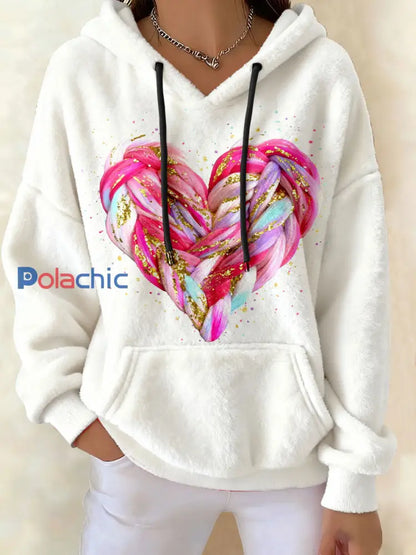 Hoodies en molleton en forme de coeur pour femmes Beige / S