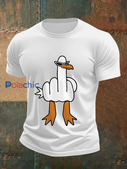 Je ne donne pas un canard drôle doigt du milieu des hommes Offensive Rude Duck Imprimer Tee blanc / S