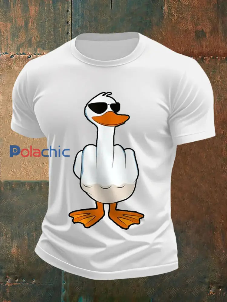 Je ne donne pas un canard drôle doigt du milieu des hommes Offensive Rude Duck Imprimer Tee blanc / S