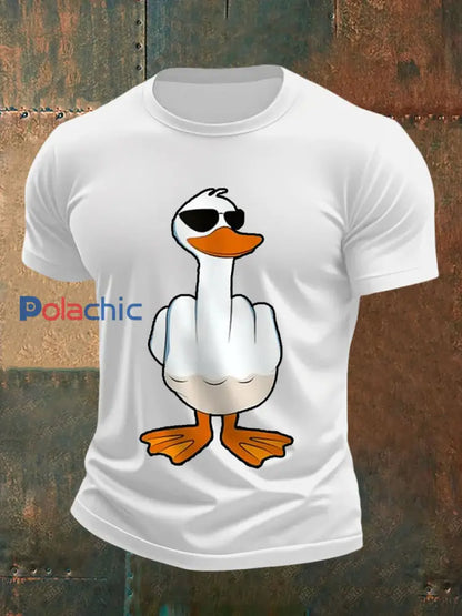 Je ne donne pas un canard drôle doigt du milieu des hommes Offensive Rude Duck Imprimer Tee blanc / S