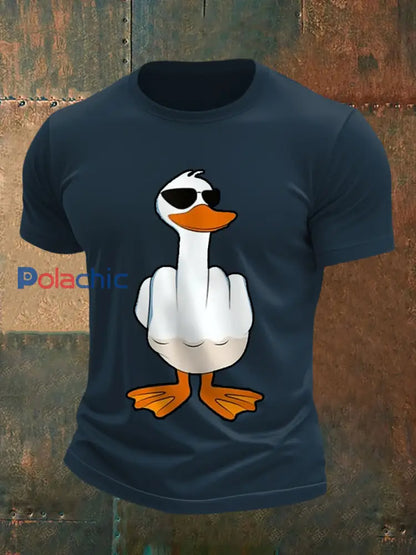 Je ne donne pas un canard drôle doigt du milieu des hommes Offensive Rude Duck Imprimer Tee bleu marine / S