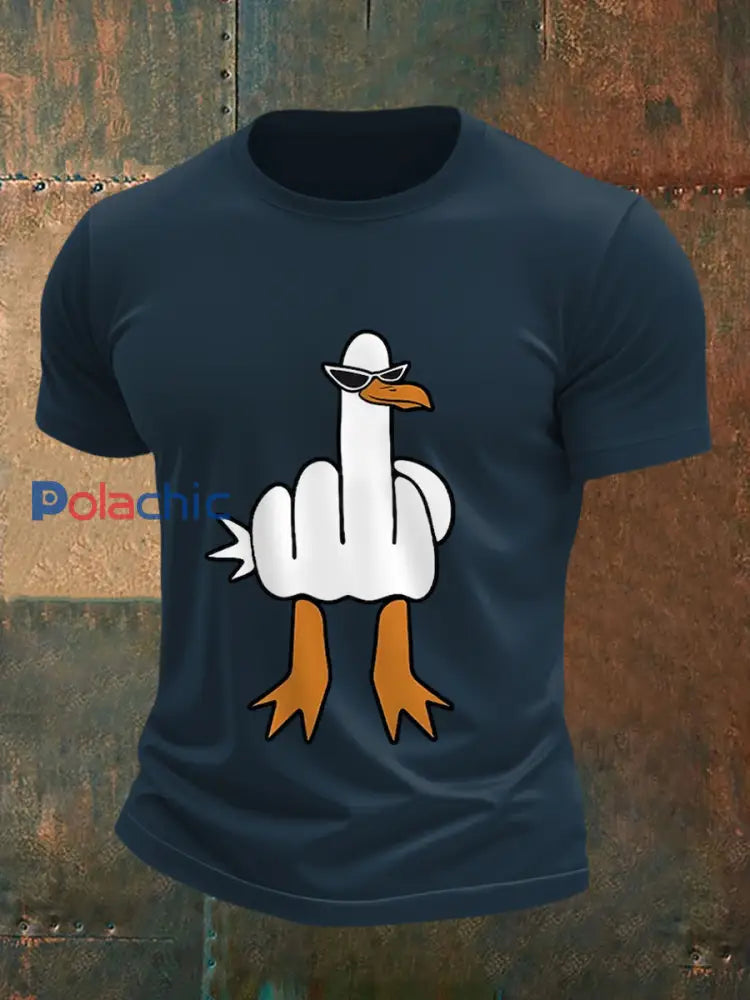Je ne donne pas un canard drôle doigt du milieu des hommes Offensive Rude Duck Imprimer Tee bleu marine / S