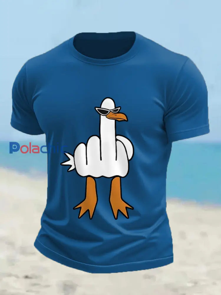 Je ne donne pas un canard drôle doigt du milieu des hommes Offensive Rude Duck Imprimer Tee bleu / S