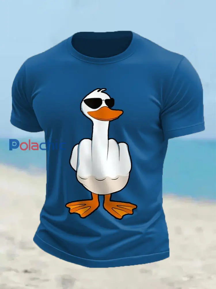 Je ne donne pas un canard drôle doigt du milieu des hommes Offensive Rude Duck Imprimer Tee bleu / S
