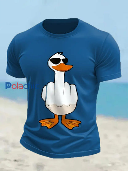 Je ne donne pas un canard drôle doigt du milieu des hommes Offensive Rude Duck Imprimer Tee bleu / S