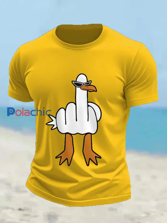 Je ne donne pas un canard drôle doigt du milieu des hommes Offensive Rude Duck Imprimer Tee jaune / S