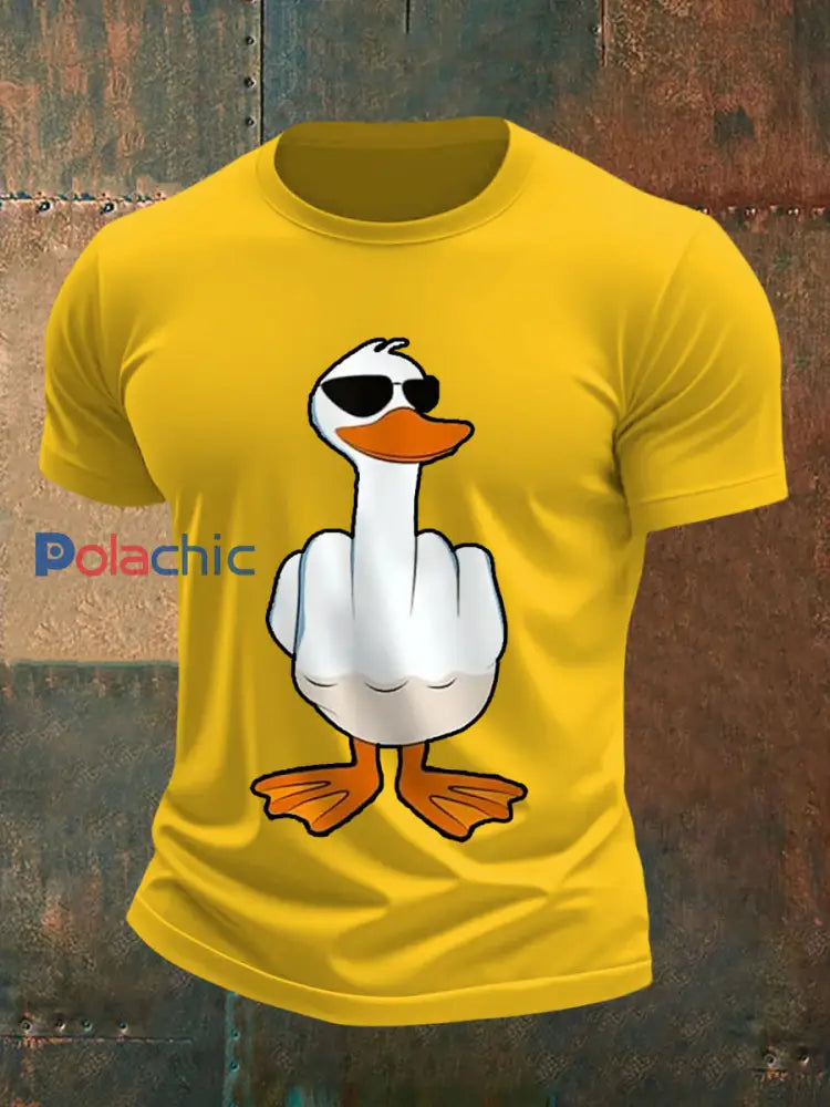 Je ne donne pas un canard drôle doigt du milieu des hommes Offensive Rude Duck Imprimer Tee jaune / S