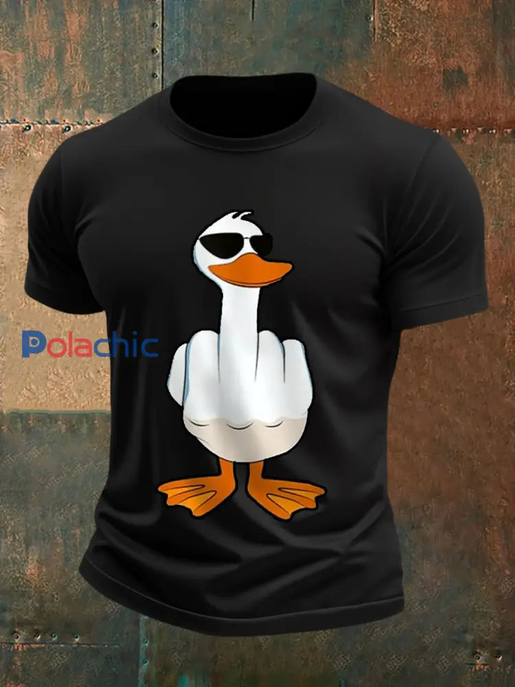 Je ne donne pas un canard drôle doigt du milieu des hommes Offensive Rude Duck Imprimer Tee noir / S
