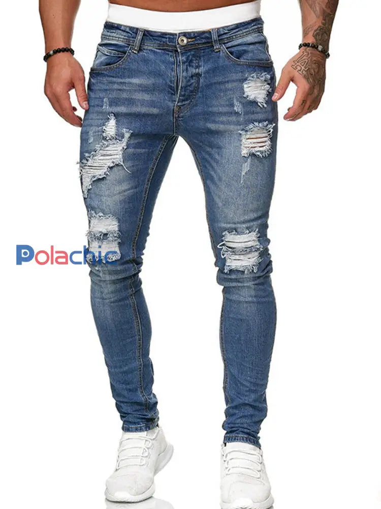 Jeans rétro occasionnels des hommes Bleu Marine / S